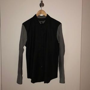 Emporio Armani black/grey wool/cotton dress shirt.